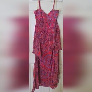 FARM Rio Vibrant Red And Purple Asymmetrical Dress